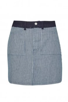 French Connection Stripe Mash Up Mini Skirt Blue