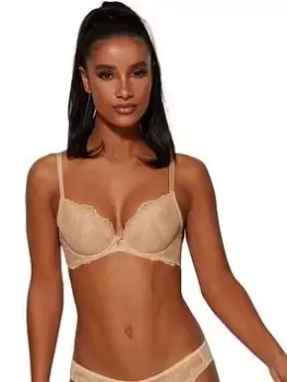 Gossard Superboost Lace Padded Plunge Bra - Nude, Nude, Size 38E, Women