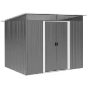 Outsunny Garden Shed Outdoor Storage Tool Organizer w/ Double Sliding Door Grey - Grey