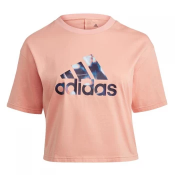 adidas U4U Crop Logo T-Shirt (Plus Size) Womens - Ambient Blush