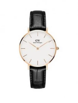 Daniel Wellington Reading White And Rose Gold 32Mm Dial Black Leather Strap Watch