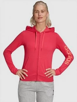 adidas Essentials Linear Full Zip Hoodie - Pink, Size 2Xs, Women