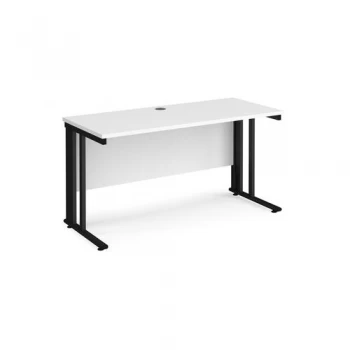 Maestro 25 straight desk 1400mm x 600mm - Black cable managed leg frame and white top