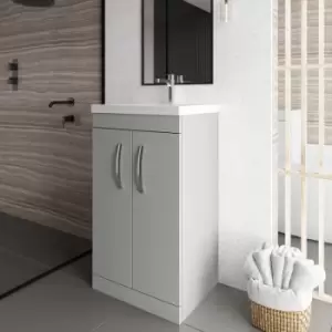 Nuie Athena Floor Standing 2-Door Vanity Unit with Basin-3 500mm Wide - Gloss Grey Mist