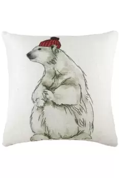 Polar Bear Hand-Painted Watercolour Printed Cushion