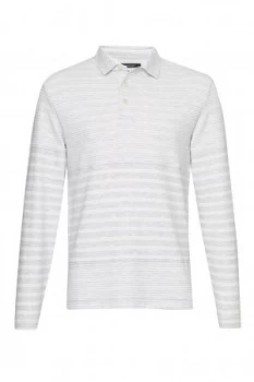 Mens French Connection Double Face Stripe Long Sleeved Top Light Grey Marl