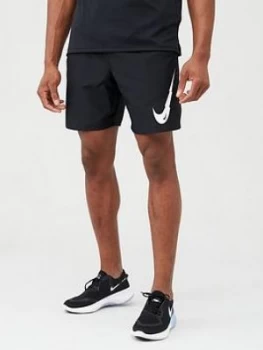 Nike Breathe Run Graphic Swoosh Shorts - Black