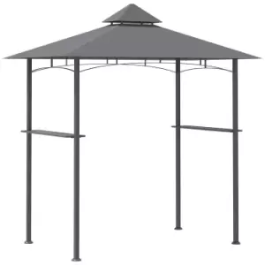 Outsunny Outdoor Double-tier Bbq Gazebo Shelter Grill Canopy Barbecue Tent Patio - Grey