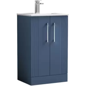 Deco Satin Blue 500mm 2 Door Vanity Unit with 18mm Profile Basin - DPF323B - Satin Blue - Nuie