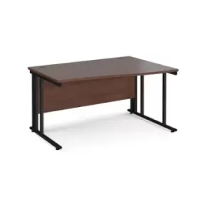 Office Desk Right Hand Wave Desk 1400mm Walnut Top With Black Frame Maestro 25 MCM14WRKW