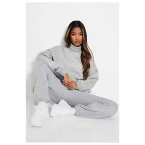 I Saw It First Oversized Roll Neck Sweatshirt - Grey