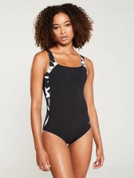 Speedo Sculpture LunaLustre Swimsuit - Black/White, Size 32, Women