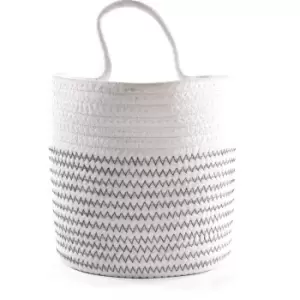 Maison&white - Hanging Cotton Rope Basket White with Black Thread M&W - White/Black