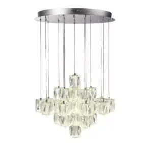 Ceiling Pendant Light Chrome & Clear Crystal 30 x 2.7W LED Bulb Included