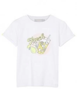 Mintie by Mint Velvet Girls Fresh Graphic Lemonade T-Shirt - Ivory, Size Age: 3-4 Years, Women