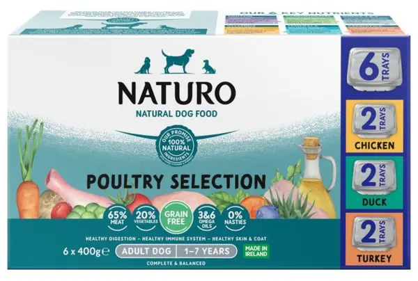 Naturo Adult Dog Grain and Gluten Free Variety Pcs Dog Food 6x400g