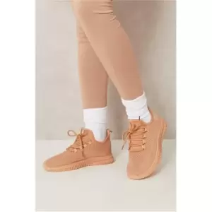 I Saw It First Brown Knit Lace Up Trainers - Brown