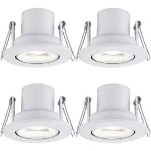 4 PACK Recessed Tiltable Ceiling Downlight - 8.5W Cool White LED - Matt White