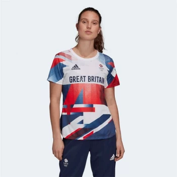 adidas Team GB HEAT. RDY Ladies Training T Shirt - White/Red