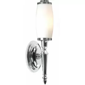 Loops - IP44 Wall Light Enclosed Long Glass Shade LED Inc Polished Chrome LED G9 3.5W