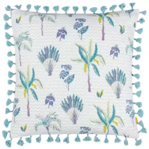 Chamae Floral Tasselled Cushion Lilac, Lilac / 50 x 50cm / Polyester Filled