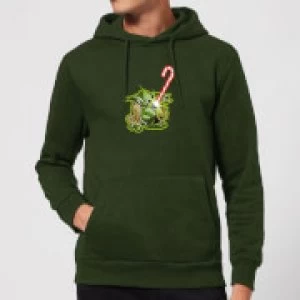 Star Wars Candy Cane Yoda Christmas Hoodie - Forest Green - XXL