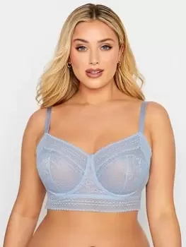 Yours Longline Lace Underwire Non Padded Bra, Blue, Size 48Dd, Women