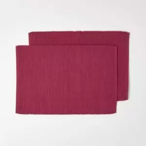 HOMESCAPES Cotton Plain Plum Pack of 2 Placemats