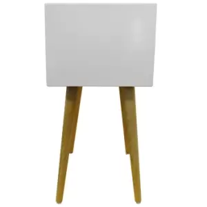 Techstyle Union High Gloss And Solid Wood Side Table / Bedside Table With 2 Drawers White / Pine