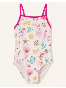 Accessorize Girls Shell Print Swimsuit - Multi, Size Age: 5-6 Years, Women