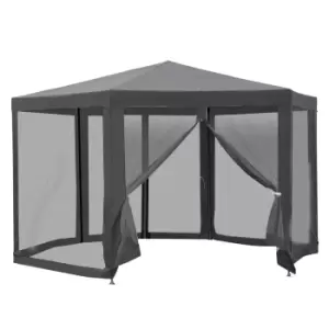 Outsunny Garden Hexagonal Gazebo Outdoor Canopy Patio Party Tent - Grey