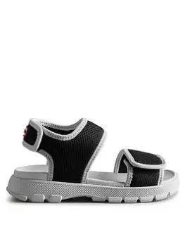 Hunter Big Kids Mesh Outdoor Sandal, Black/White, Size 1 Older