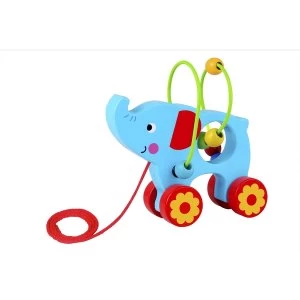 Elephant with Beads Wooden Pull Along Toy