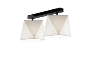 Carla Semi Flush Light, Fabric Shade White, 2x E27