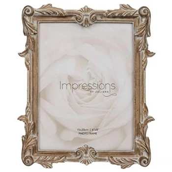 6" x 8" - Impressions Antique Carved Wood Finish Photo Frame