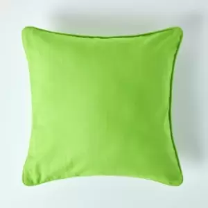 Cotton Plain Green Cushion Cover, 45 x 45cm - Green - Homescapes