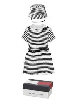 Tommy Hilfiger Baby Girls Striped Dress Giftpack - White/navy, White/Navy, Size 6-9 Months