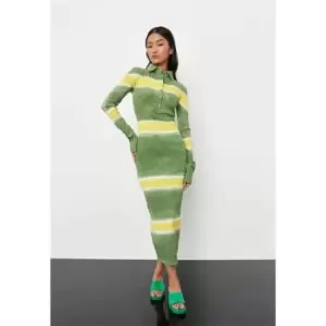 Missguided Midaxi Shirt Dress W Contrast Detail - Green