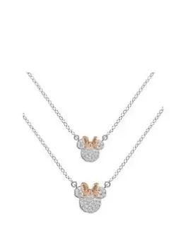 Disney Minnie Mouse Two Tone Plated CZ Stone Set Mother & Daughter Necklace Set SF00486TZWL.PH, Multi