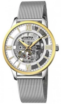 Festina Mens Automatic Skeleton Steel Mesh Bracelet Watch