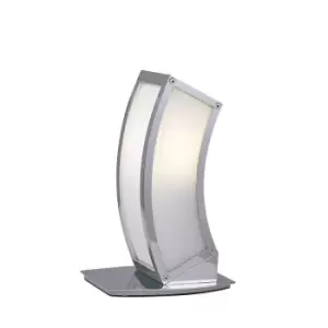 Duna GU10 Table Lamp 1 Light L1/SGU10, Polished Chrome/White Acrylic, CFL Lamps INCLUDED