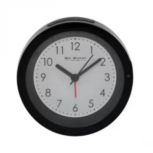 Round Black Alarm Clock with Sweep Movement