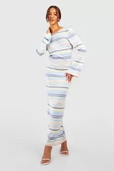 Fine Gauge Scoop Back Floaty Stripe Knitted Maxi Dress