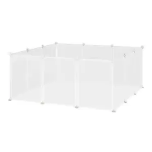 Pawhut Pet Playpen & Diy Small Animal Cage w/ 12 Panels For Kittens - Bunnies - Chinchilla - White