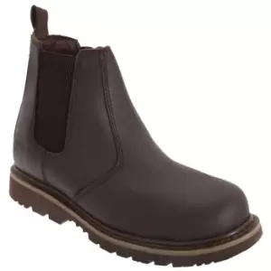 Grafters Mens Safety Chelsea Boots (7 UK) (Brown)