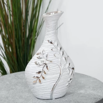 Textured Silver Tree Branch Ceramic Bottle Vase 25.5cm