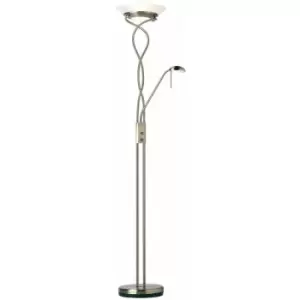 Loops - Mother & Child Floor Lamp Antique Brass Tall Twin Light Dimmer Flexible Reading