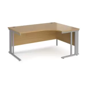 Office Desk Right Hand Corner Desk 1600mm Oak Top With Silver Frame 1200mm Depth Maestro 25 MCM16ERSO