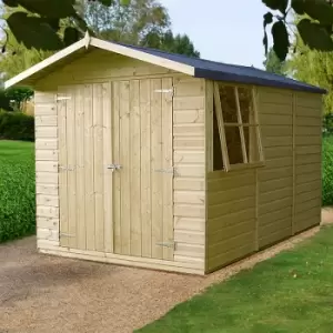 Shire 10 x 7ft Double Door Pressure Treated Guernsey Shed - Garden & Outdoor