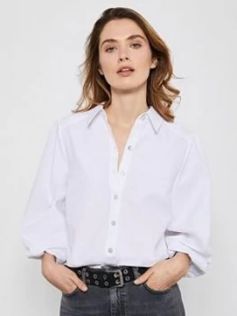 Mint Velvet Puff Sleeve Cotton Shirt - White